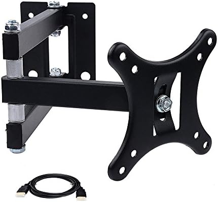 TV Wall Mount Bracket, Articulating Tilt Swivel Full Motion TV Wall Mount for Most 14-24 inch LED LCD Flat Panel Screens VESA 100 x 100 mm with Full Motion 14" Extension Arm