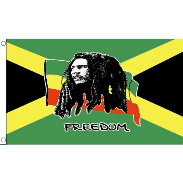 Flagtex Bob Marley Jamaica Flag 8ft x 5ft Extra Large Flag 240cm x 150cm | Premium Woven Polyester with Brass Eyelets | Indoor Outdoor Garden Decoration Wall Hanging Display