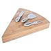 Bamboo Cheese Board and Knife Set. Natural Wood with Stainless Steel Cutter Tools for Hard Soft or Crumbly Cheeses. Unique Gift Idea