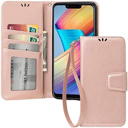 for Huawei Honor Play Case [Slim Fit] Heavy Duty Protective Shock Resistant Flip Cover Wallet Case for Huawei Honor Play-Gold