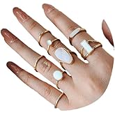 FUTIMELY Vintage Knuckle Rings Set for Women Stackable Opal Midi Ring Pack Adjustable Boho Joint Finger Rings