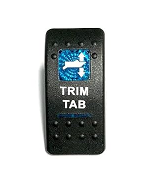 Euro Rocker Switch Cover with Text, Black with Blue Lens. Contura II, Fits Carling, Cole Hersee, Blue seas