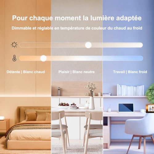 Yeelight Office Close-to-Ceiling Lights RGB LED Smart Ceiling Lights, 60W, 3800 Lumens, 2700K-6500K, Dimmable Lamp, Compatible with Alexa, for Living Room, Bedroom, Kitchen