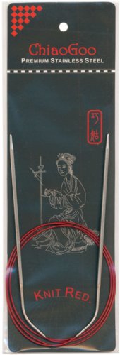 Chiaogoo Stainless Steel Regular Red Circular Knitting Needles: US Size 1, 40-Inch Cable (Metric Size 2.25, 100cm Cable)