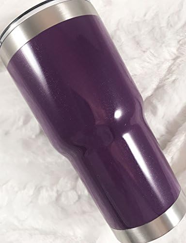 Stainless Steel Tumbler 30 oz with Splash Proof Sliding Lid - Powder Coated &amp; Glitter Dipped Premium Quality Double Wall Vacuum Insulated (Purple)