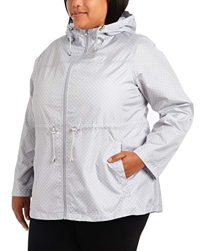 Details Women's Plus Size Packable Anorak Jacket, Pearl Grey/White, 3X