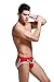 ONEFIT Men's Sexy Backless Underwear Brief Bikini Double Thongs Jockstrap G-string, Medium, Red