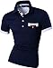 jeansian Men's Casual Slim Fit Short Sleeves Polos Shirts T-Shirts Tees U012 Navy XL