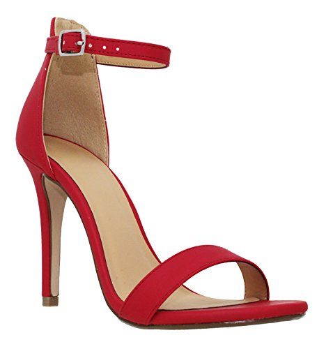 Mve Shoes Womens High Heels Open Toe Ankle Strap Red Desertcart - Main Image