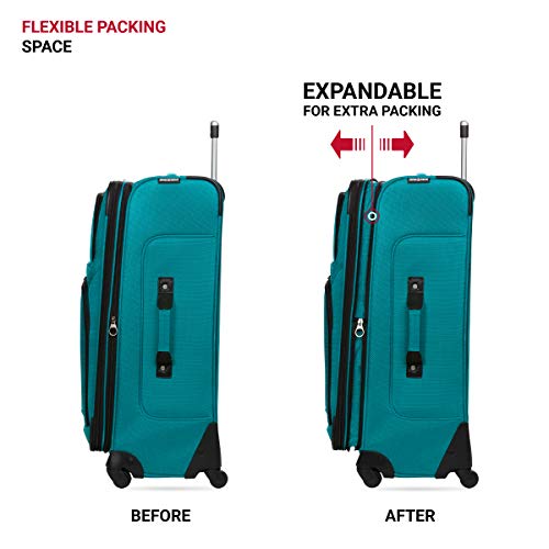 SwissGear Sion Softside Expandable Roller Luggage, Teal, CheckedLarge