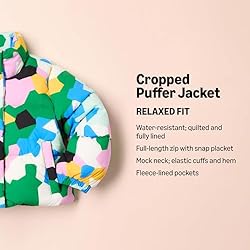 Amazon Essentials Girls' Cropped Full-Zip Puffer