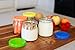 Hatrigo 6 oz Clear Glass Jars With Lids, 10-Piece Glass Yogurt Jars Set with Color Lid, Reusable Small Glass Jars Containers for Baby Food Storage, Canning Jars, Pudding Cups, like Mason Jars 6 oz