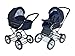 Roan Kortina Classic 2-in-1 Pram Stroller with Bassinet for Newborn Baby and Toddler Reclining Seat with Five Point Safety System UV Proof Canopy and Stainless Steel Storage Basket (Navy - Chequered)
