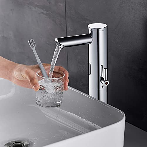 Gangang Touchless Tap, Automatic Tap, Table Tap with Infrared Sensor Automatic, for Washbasin and Sink with High Temperature Sensor, for Hot and Cold Water, DC Only …