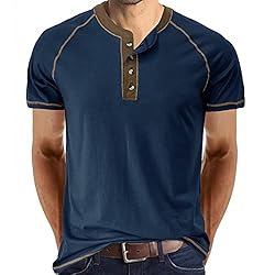 Men's Fashion Henley Shirt Classic Short Sleeve