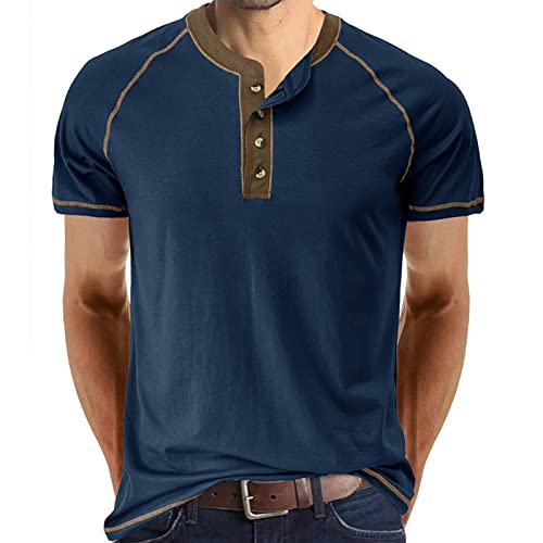 Men's Fashion Henley Shirt Classic Short Sleeve