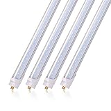 Barrina 8ft Led Bulbs, 44W 5500lm 6500K, Super Bright, T8 T10 T12 LED Tube Light, FA8 Single Pin LED Lights with Clear Cover, 8 Foot LED Bulbs to Replace Fluorescent Light Bulbs (Pack of 4)