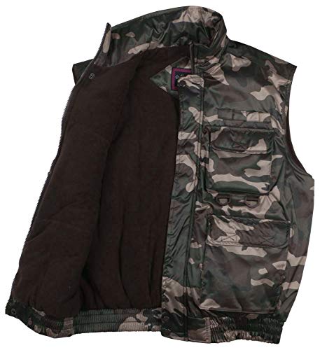9 Crowns Men's Fishing Hunting Tactical Vest Essentials-Camo Brown-2XL