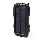 KOJOTON Solar Charger, 22500Mah Solar Phone Charger Waterproof Portable External Battery Pack Dual USB Solar Power Bank with 2 Flashlights for iPhone and Other Smart Devices