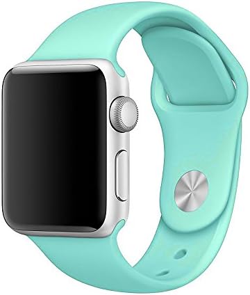 Apple Watch Band, Weaoren Soft Silicone Replacement with Stainless Steel Pin Sport Band for 38mm Apple iWatch M/L ( Mint Green )