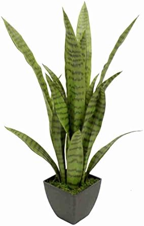 Blooming Artificial - Artificial 89cm / 3ft (H) Potted Sansevieria Plant - High Quality Artificial Cacti Succulent Plant, Arrives Potted for Instant Use, Sleek Design, Green Sansevieria Foliage - Indoor Use Only, Perfect for Home and Office