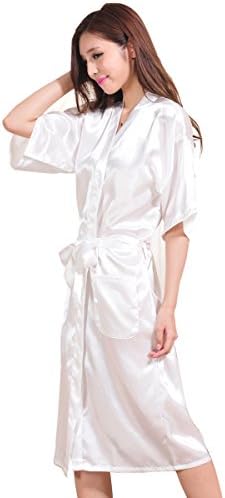 Women's Kimono Robes Satin Pure Colour Kimono Robe Long style V-Neck