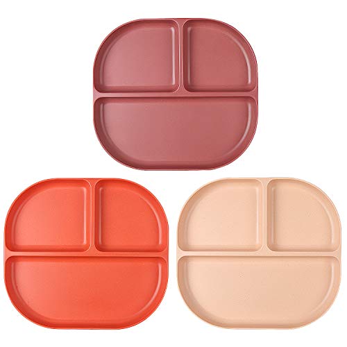 Shopwithgreen-Bamboo-Kids-Divided-Plates-Set-3-Pack-Reusable-Toddler-Compartment-Plates-Baby-Dishes-tableware-BPA-free-Dishwasher-Safe-Healthy-Dinner-Plates