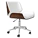 Porthos Home Dove Mid-Century Office Chair with Water and Stain Resistant Faux Leather Upholstery, 360-degree Swivel, Adjustable Height, Sturdy Chrome Base with Roller Casters