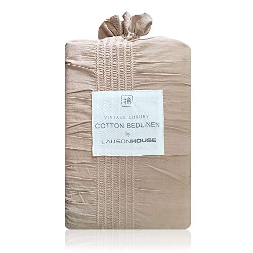 Lausonhouse 100% Cotton Woven Seersucker Stripe Duvet Cover Set - Queen - Khaki