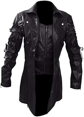 Hower Mens Faux Leather Jacket Vintage Color Block Motorcycle Pu Leather Outwear Coat