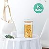ComSaf-Airtight-Glass-Storage-Canister-with-Wood-Lid-15L-Clear-Food-Storage-Container-Jar-with-Sealing-Bamboo-Lid-for-Noodles-Flour-Cereal-Rice-Sugar-Tea-Coffee-Beans-Set-of-3 ComSaf 1500ml Glass Jars with Bamboo Lids, Clear Airtight Food Storage Container Jar with Sealing Lid, Canister Set for…