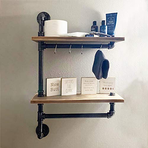 MBQQ 2Tiered Industrial Pipe Bathroom Shelves Wall Mounted,Rustic 19.6