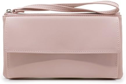 Women Zipper Clutch Purse Lady Long Leather Wallet Card Holder with Wristlet Strap(Pink)-Westyco