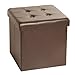 Seville Classics Foldable Faux Leather Storage Ottoman, Espresso