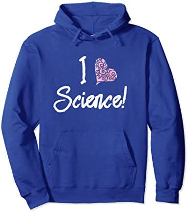 Unisex I love science pullover hoodie science geek girl 2XL Royal Blue