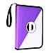 D DACCKIT 4-Pocket Binder for Pokemon Card, 400 Pockets Collecting Album with Removable Sleeves, Trading Card Display Storage Case for Yugioh, MTG and Other TCG（Purple & White）