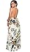 Women's V Neck Halter Floral Maxi Dress Overlay Romper Jumpsuit Apricot, Large