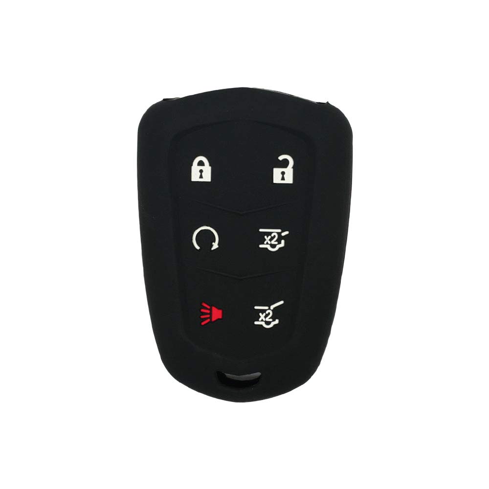 BROVACS Silicone Cover Protector Case Holder Skin Jacket Compatible with CADILLAC Escalade ESV Escalade 6 Button Remote Key Fob CV2771 Black