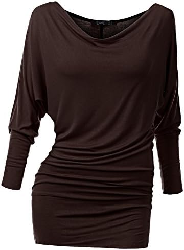 TWINTH Plus Size Loose Top Cowl Neck Chic Long Sleeve