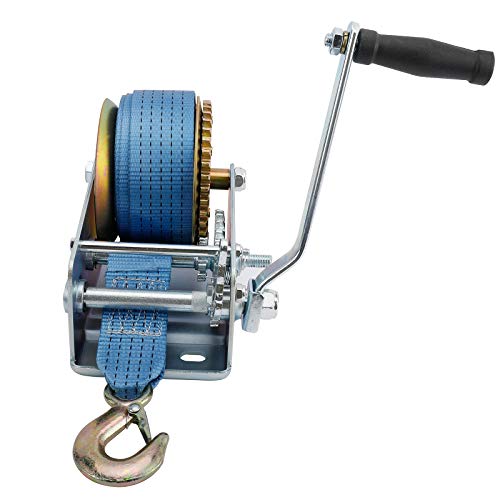 BTSHUB 2500lbs/1134kg Hand Winch with Hook, Heavy Duty Hand Gear Winch, Polyester Strap with Hook, for ATV Boat - Image 4