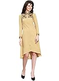 IndusDiva Women's Butter Cream Georgette Asymmetric Kurti