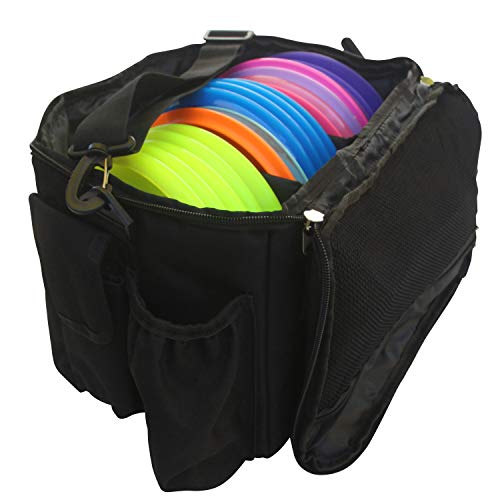 Kestrel Disc Golf Bag | Made from Heavy Duty Canvas | Comfortable & Portable Frisbee Golfing Bag For Beginners to Advanced Players | Fits up to 15+ Discs & Other Golf Equipment | Trendy Design - BLACK
