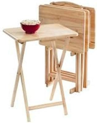 Essential Home 5 Pc Table Tray Set Sturdy Light Finish by Essential Home