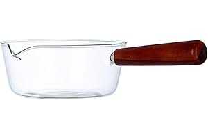 KALLORY High Borosilicate Glass Mini Sauce Pan 400ml Milk Warmer Pot with Handle for Stove Top Cooking