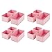 mDesign Fabric Drawer Divider Organizer Bins, Nursery/Bedroom Dresser, Closet, Shelf, Playroom Organization, Hold Clothes, Toys, Diapers, Bibs, Lido Collection, Set of 3, 4 Pack, Pink Herringbone