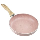 Country Kitchen 9.5” Nonstick Aluminum Frying Pan with Soft Touch Silicone Handle – Marble Pink