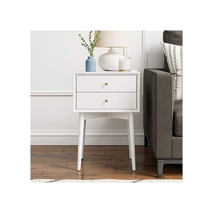 Nathan James Harper MidCentury Side, 2Drawer Nightstand, Accent or