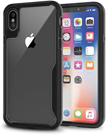 iPhone X Case, KROMA Black Bumper with Crystal Clear Back Panel iPhone X Case, 99.9% Transparency, Clear back panel + Black TPU bumper