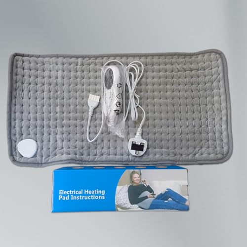 Heating pad,Electric Heat Pad, Pain Relief of Back Neck & Shoulder, Auto Shut Off, with Automatic Switch-Off and 10 Temperature Levels Heating pad (13.7" x 23", Silver Gray)