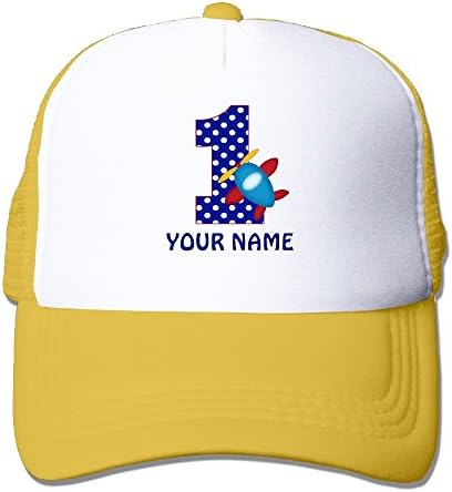 AKQQ0XXA Custom Novelty Unisex 1st Birthday Boy Airplane Hip Hop Hats Caps Yellow